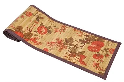 Bamboo Rose Flower Print Table Runner   - 30 x 135 cms - Image 1 of 3
