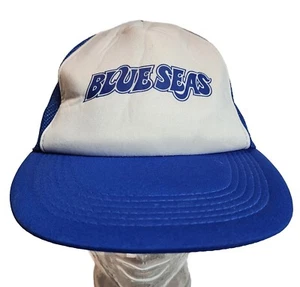 Vintage Blue Seas Hat Trucker Cap Blue Mens Canberra Fresh Seafood Shop 1990s - Picture 1 of 11