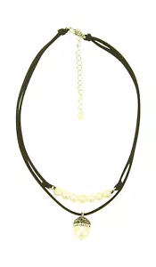 Collar de gargantilla InStyle en Ante Blanco Perla y Negro Natural de Agua Dulce - Imagen 1 de 5