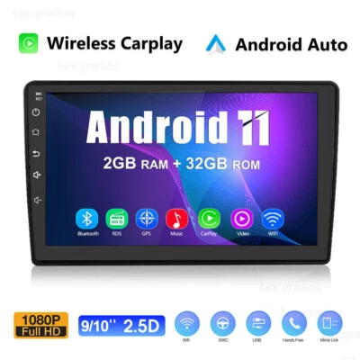 9"/10.1" Carplay Car Stereo Radio Android 11 2+32GB GPS Navi WiFi FM Player 2Din - Image 1 of 4