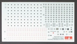 Rye Field Model 1/35th Scale Panther G - Interior Decals from Kit No. 5019 - Picture 1 of 1