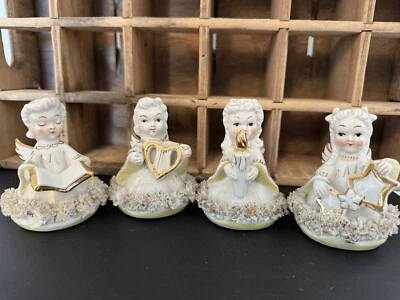 4 Blume Vintage Angels Gold Spaghetti Trim Choir Figurines Set EUC - Image 1 of 4