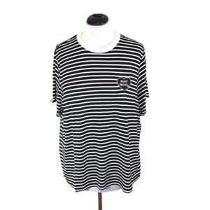 Soncy Women's Plus Size 00 (10) Black White Stripe Heart Breaker Tee Shirt NWT - Picture 1 of 7