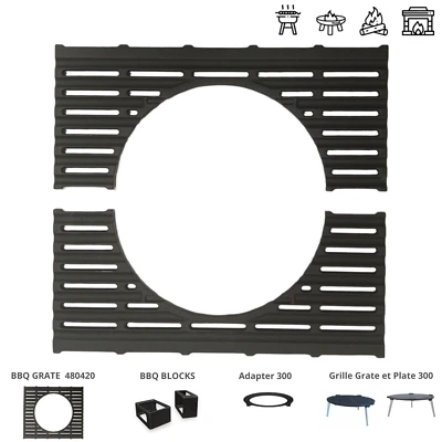 Grille BBQ Modulable en Fonte 48x42cm Double Émaillage  LUNAWAY  Personnalisable - Photo 1/2