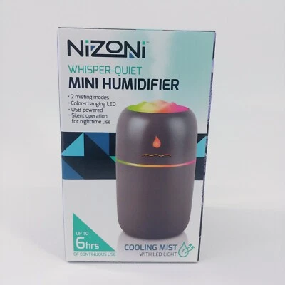 Nizoni Portable Color Changing Mini Humidifier Whisper Quiet USB Powered - NEW - Image 1 of 4