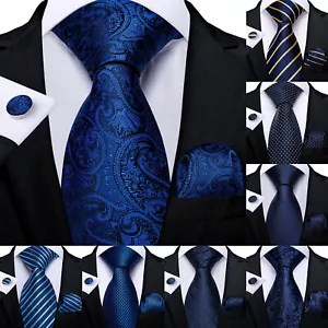 Mens Tie Paisley Floral Solid Striped Silk Classic Necktie Pocket Square Set USA - Picture 1 of 85