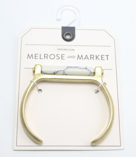 VALENTINO Nuovo Bracciale Polsino Oro con Pietra Howlite Autentica di Melrose & Market #B1287