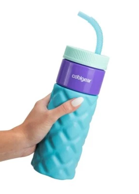 Cool Gear 24 Oz Plastic Retro Squishy Water Bottle Foam Grip Straw Choose Color - Image 1 of 3