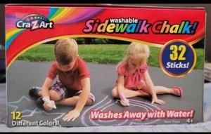 Cra-Z-Art Washable Sidewalk Chalk 32 Sticks 12 Assorted Colors Non-Toxic Kid Fun - Picture 1 of 5