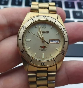 Vintage Citizen Automatic 21 Jewels 7 Eagle 100M 36mm 4-R14945 Watch Uhr Montre - Imagen 1 de 8