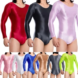 Body elástico brillante al aceite para hombre Leotardo manga larga Mono Mamelucos Mankini - Imagen 1 de 43