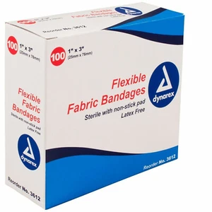 Flexible Fabric Bandage, 3612, 1" x 3" 100 pcs Dynarex (1 Box) - Picture 1 of 1