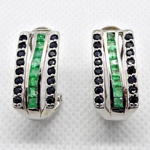 Square Smaragd Spinell Ohrringe 925 Silber 585 Weißgold vergoldet - Bild 1 von 4