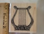 NEW Harp Musical Instrument Rubber Stamp Wood