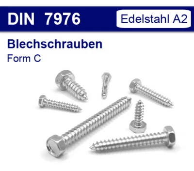 Sechskant Blechschrauben DIN 7976 - Edelstahl A2 - 2,9-8,0mm - Form C mit Spitze - Bild 1 von 4