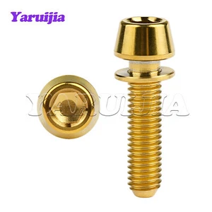 M5 M6 Titanium Bolt Taper Hex Screw with Non-shedding Washer for Bicycle Stem - Picture 1 of 14