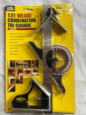 12英寸组合三方形带不锈钢标尺、量角器和中心头 — 第 1/4 张图片