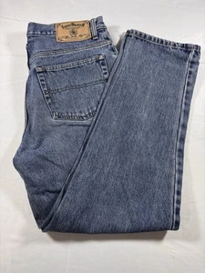 Jeans Tommy Hilfiger vintage uomo 33x30 Y2K 100% cotone gamba dritta lavaggio pietra - Foto 1 di 13