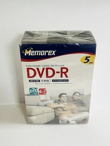 MEMOREX DVD-R 5 Pack Recordable Blank Discs 120Min/4.7GB 2004 - Picture 1 of 6