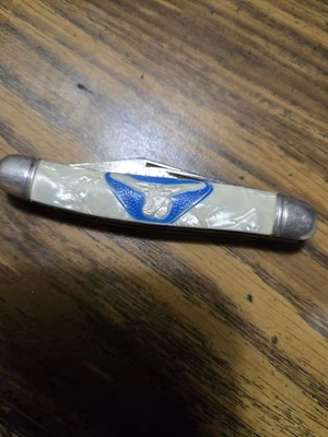 NAVAJA DE BOLSILLO PLEGABLE VINTAGE IMPERIAL EE. UU. TEXAS CUERNO LARGO DOGLEG GANADO Foto 1 de 4