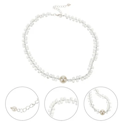 Collana girocollo in cristallo trasparente da donna, collana con filo di - Immagine 1 di 4