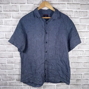 Camisa UNTUCKit Para Hombre SS Indigo Rayas 100% Lino SS Abotonada Talla Grande L - Imagen 1 de 6