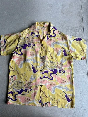 Vintage 1940s Made In Hawaii Rayon Hawaiian Shirt Diver Motif S 38 - 40 Chest. - Image 1 of 4