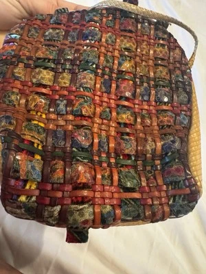 BOLD vintage 1980s SHARIF bag woven leather lizard karung purse - Image 1 of 4
