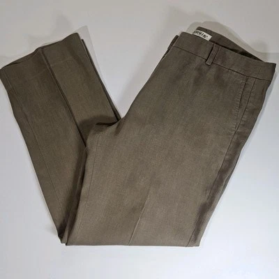 Pantalones de lino para mujer Orvis talla 12 marrón tiro alto plisados pierna recta minimalistas Foto 1 de 4