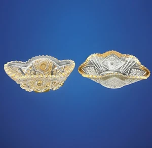 Lote de 2 platos de cristal americano dorado - Imagen 1 de 22