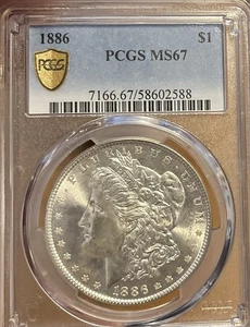 1886 PCGS MS67 Morgan Silver Dollar - Picture 1 of 6