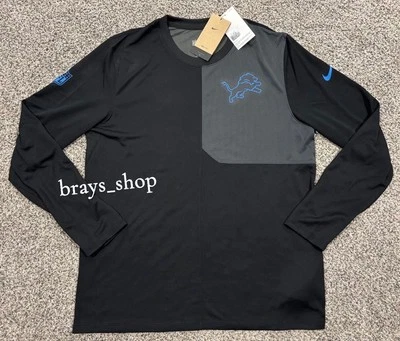 Camiseta negra manga larga Detroit Lions 2025 Nike Sideline Coach rendimiento UV Foto 1 de 4