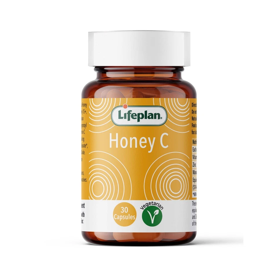 Lifeplan Honey C for Immunity 30 Capsules - Manuka Honey 15+ plus Vit.C and Zinc