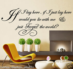WALL QUOTES IF I LAY HERE SNOW PATROL Lyric Wall Decal Stickers  WALL ART N37