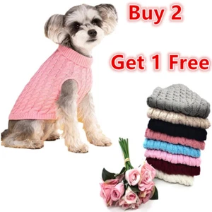 Pet Dog Warm Jumper Knit Sweater Clothes Puppy Cat Knitwear Costume Coat Apparel - Picture 1 of 15