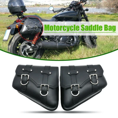 Bolsas de selim PU laterais pretas para motocicleta Harley Davidson Sportster XL883 1200 - Imagem 1 de 4