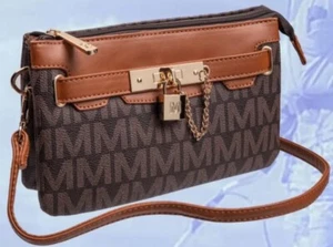 Milan Handbag Lock and Chain Style in Brown - Picture 1 of 4
