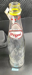 Vintage Spiral Pepsi 10 oz Clear Soda Bottle with Red Dots around Neck  IN7111 - Picture 1 of 9