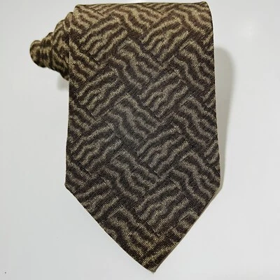 "Corbata Giorgio Armani marrón y caqui 100 % seda hecha en Italia 57,5 x 3,75"" nueva sin etiquetas" Foto 1 de 4