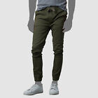 $48 Galaxy By Harvic Mens Green Slim Fit Elastic Cuff Chino Jogger Pants Size S