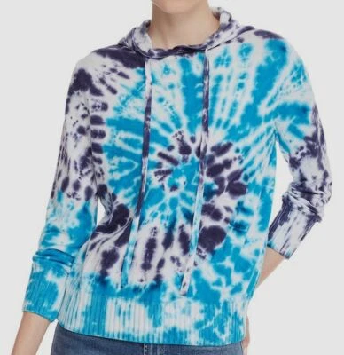$198 Aqua Mujer Azul Blanco Tie-Dye Manga Larga Pullover Sudadera con Capucha Algodón Suéter M Foto 1 de 2