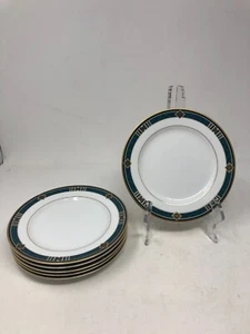 Set of 6 Wedgwood Embassy Kenyon Bread & Butter Plates Teal Blue 6 1/2" Japan - Picture 1 of 9