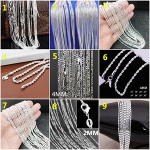 New Wholesale Fashion 925 Silver Women Men's Chain Necklace Jewelry 16-30Inch