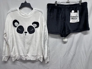 PJ Current Mood Panda Pullover & Shorts Secret Treasures Sleepwear Set  L 12-14 - Picture 1 of 10