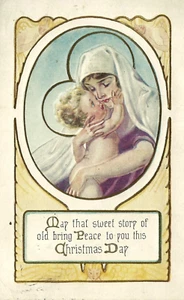 PC de Navidad en relieve.'...Dulce historia de antaño trae paz el día de Navidad""." P1921. - Imagen 1 de 2