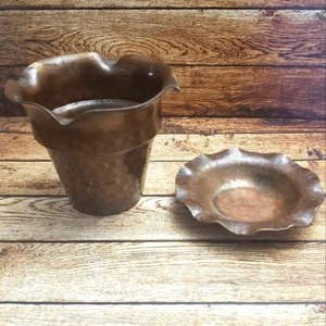 ANTIKES AVON KUPFERSCHMIED Arthur Cole handgehämmertes massives Kupfer Set 2 Stück - Bild 1 von 7