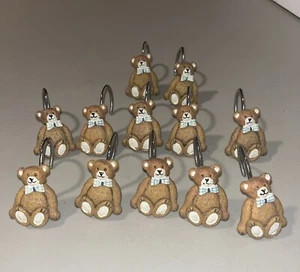 Vintage Teddy Bear Shower Curtain Hooks Resin 12 - Picture 1 of 2