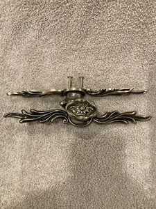 Two Vintage Ornate Silver Tone Drawer Pull Dresser Knobs w/ Applique Back Plates - Picture 1 of 3