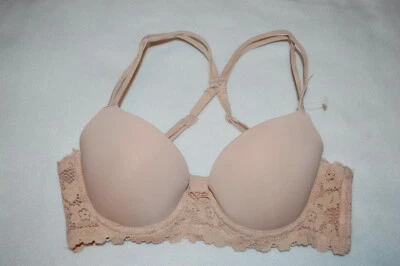 Jr Womens BEIGE 2-WAY T-SHIRT BRA Underwire LACE SIDES & BACK Soft Cup SIZE 34B - Image 1 of 2