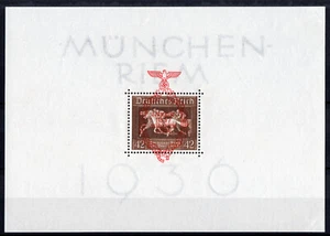 Germany 1937 DR Mi BL 10 SC B105 SG MS 637a Deutsches Reich Brown Ribbon Race MH - Picture 1 of 2
